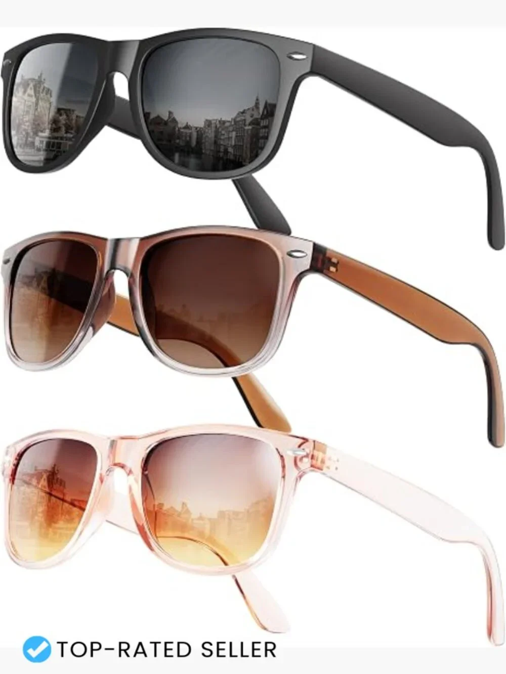 Square Polarized Sunglasses UV400 Protection Retro Trendy Lightweight Unisex